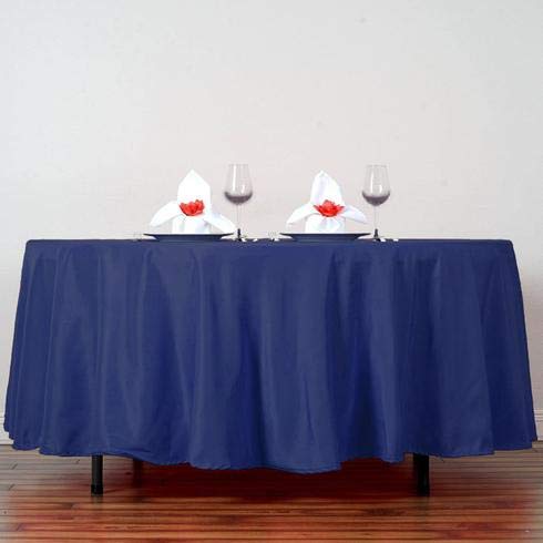Balsacircle 108 Inch Navy Blue Round Polyester Tablecloth Fabric Table Cover Linens For Wedding Party Banquet Reception Events K